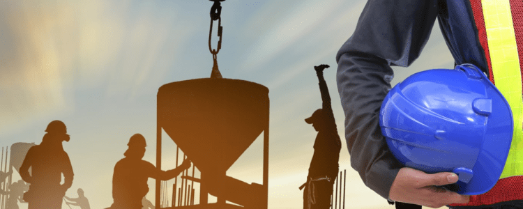 A man is standing on construction side